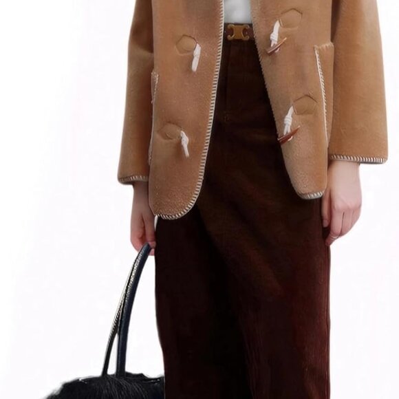 Women Luxury Real Lamb Mongolian Flush Wool Fur With Genuine Leather Handles Han - Picture 5 of 9